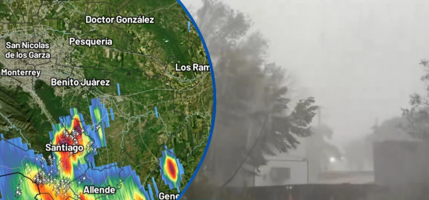 Tromba con granizo y fuertes vientos provoca daños en Montemorelos, Nuevo León