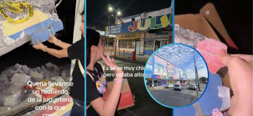 Familia se lleva fragmentos de la antigua Julio Cepeda como recuerdo en Monterrey